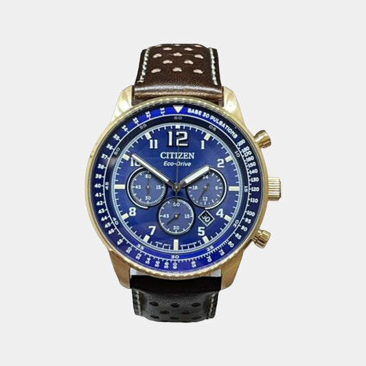 Eco-Drive Male Blue Leather Chronograph Watch CA4503-18L