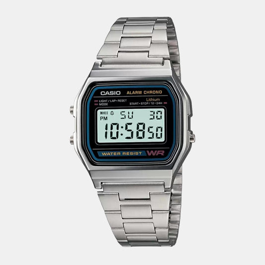Vintage Unisex Quartz Grey Dial Digital Stainless Steel Watch D011 Casio 34 mm Rectangular Quartz watch