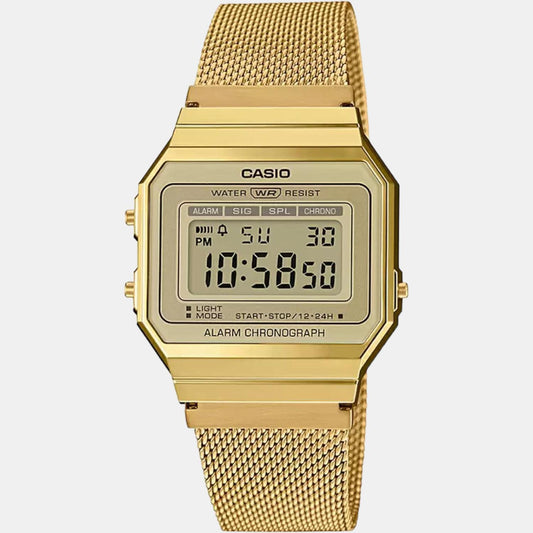 Vintage Unisex Quartz Gold Dial Digital Stainless Steel Watch D171 Casio 36 mm Square Quartz watch