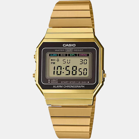Vintage Unisex Quartz Black Dial Digital Stainless Steel Watch D198 Casio 38 mm Square Quartz watch