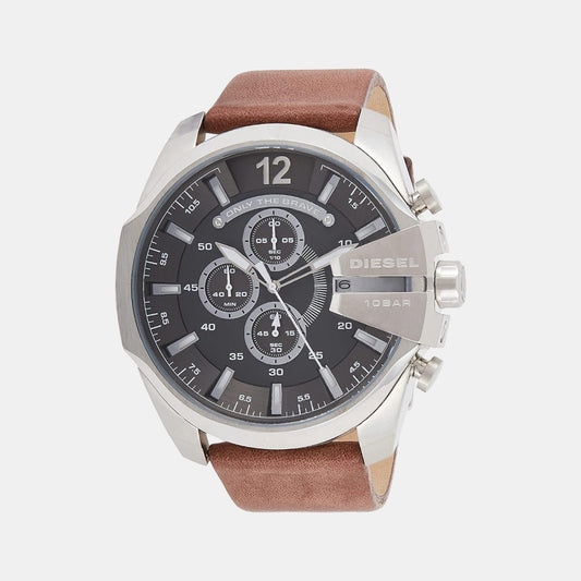 Male Black Leather Chronograph Watch DZ4290
