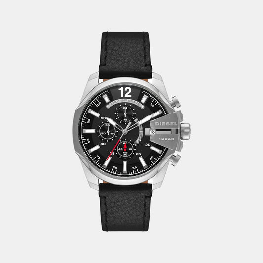 Male Black Leather Chronograph Watch DZ4592