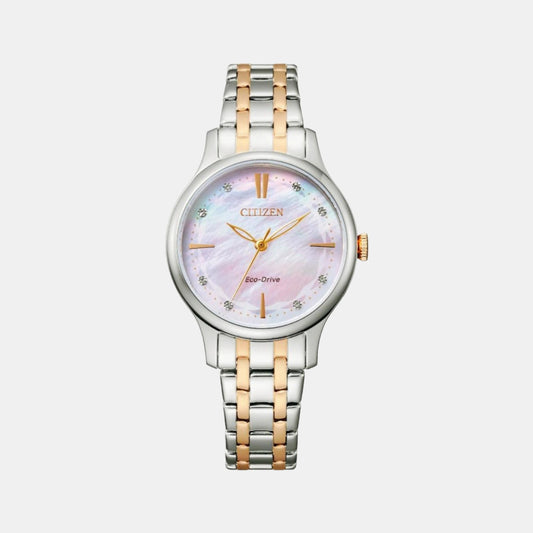 Female Analog Stainless Steel Eco-Drive Watch EM0896-89Y