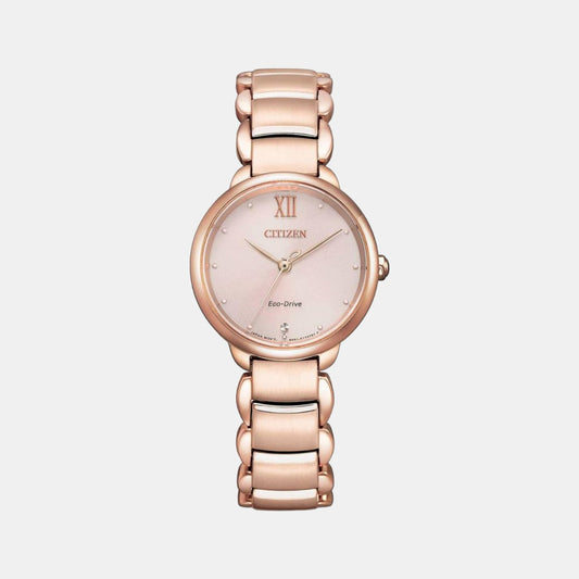 Female Pink Analog Stainless Steel Eco-Drive Watch EM0922-81X