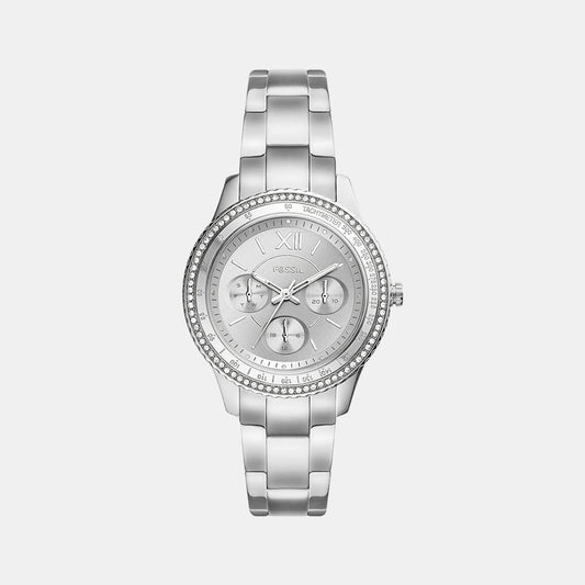 Female Silver Stainless Steel Chronograph Watch ES5108