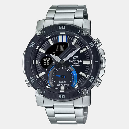 Edifice Men Quartz Black Dial Analog-Digital Stainless Steel Watch EX525 Casio 46 mm Round Quartz watch