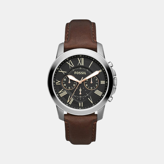 Male Black Leather Chronograph Watch FS4813