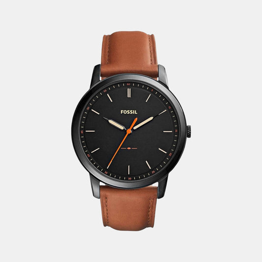 Male Black Analog Leather Watch FS5305