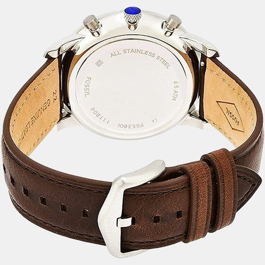 Neutra Men Quartz Cream Dial Chronograph Leather Watch FS5380 Fossil 44 mm Round Quartz watch