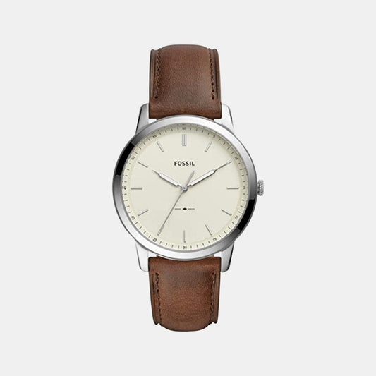 Male Cream Analog Leather Watch FS5439