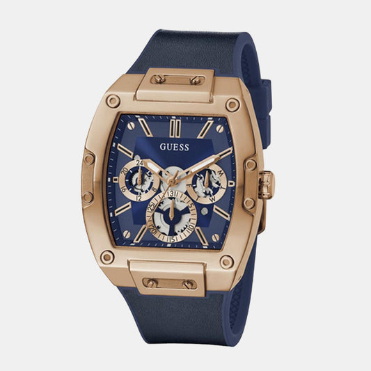 Pheonix Men Quartz Blue Dial Multi-Function Silicone Watch GW0202G4 Guess Stainless Steel Rectangular watch