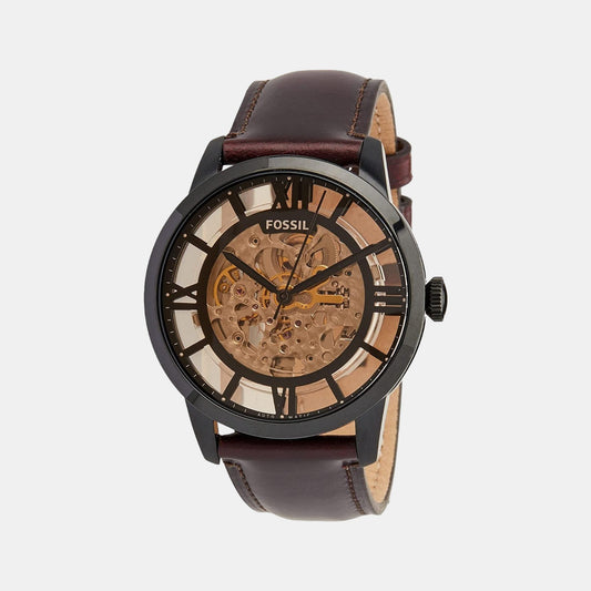Male Brown Analog Leather Automatic Watch ME3098