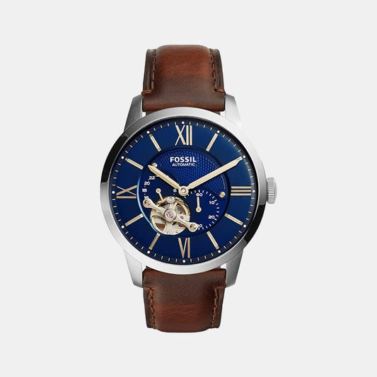 Male Blue Analog Leather Automatic Watch ME3110
