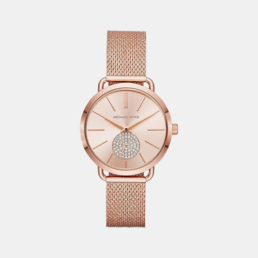 Female Rose Gold Analog Stainless Steel Watch MK3845