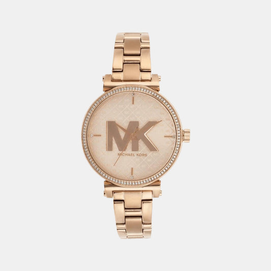 Female Rose Gold Analog Stainless Steel Watch MK4335