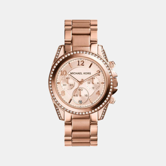 Female Rose Gold Stainless Steel Chronograph Watch MK5263
