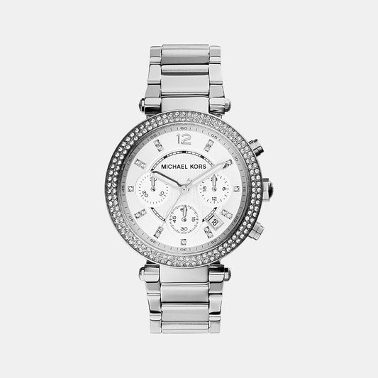 Female Silver Stainless Steel Chronograph Watch MK5353