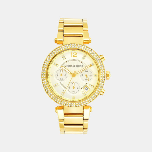 Female Gold Stainless Steel Chronograph Watch MK5354