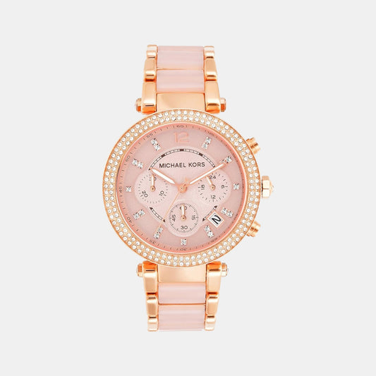 Female Rose Gold Stainless Steel Chronograph Watch MK5896