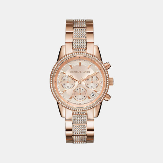 Female Rose Gold Stainless Steel Chronograph Watch MK6485