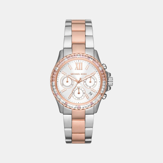 Female White Stainless Steel Chronograph Watch MK7214