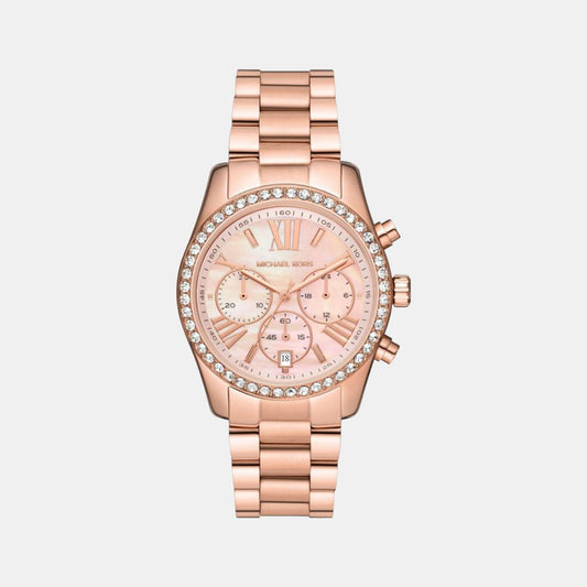 Female Pink Stainless Steel Chronograph Watch MK7242