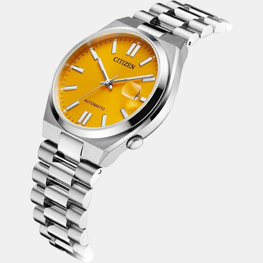 Tsuyosa Men Automatic Yellow Dial Analog Stainless Steel Watch NJ0150-81Z Citizen 40 mm Round Automatic watch