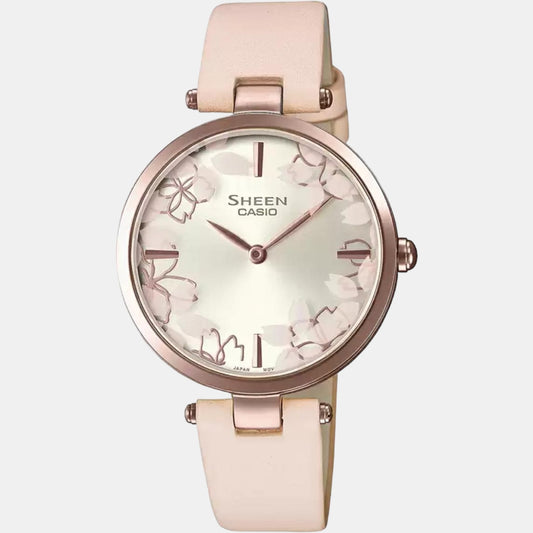 Sheen Women Quartz Pink Dial Analog Leather Watch SH240 casio-stainless-steel-pink-analog-womens-watch-watch-sh240