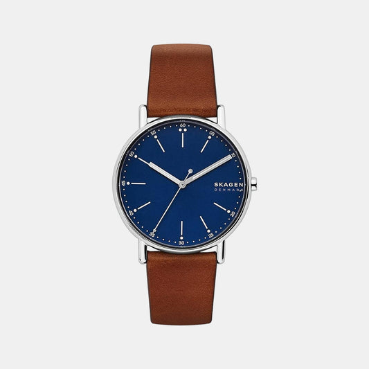 Male Blue Analog Leather Watch SKW6355