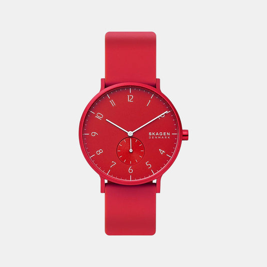 Unisex Red Analog Silicon Watch SKW6512