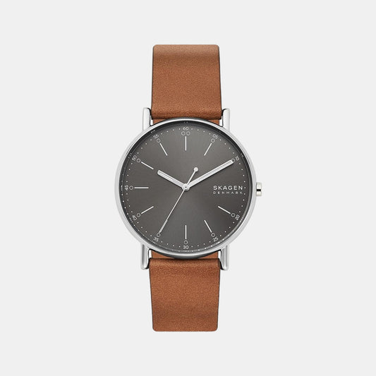 Male Grey Analog Leather Watch SKW6578