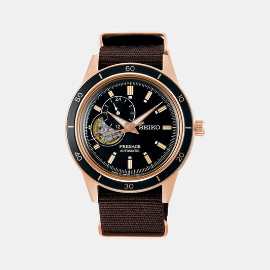 Presage Male Black Analog Leather Automatic Watch SSA426J1