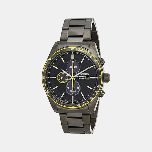 Male Black Chronograph Stainless Steel Solar Watch SSC723P1