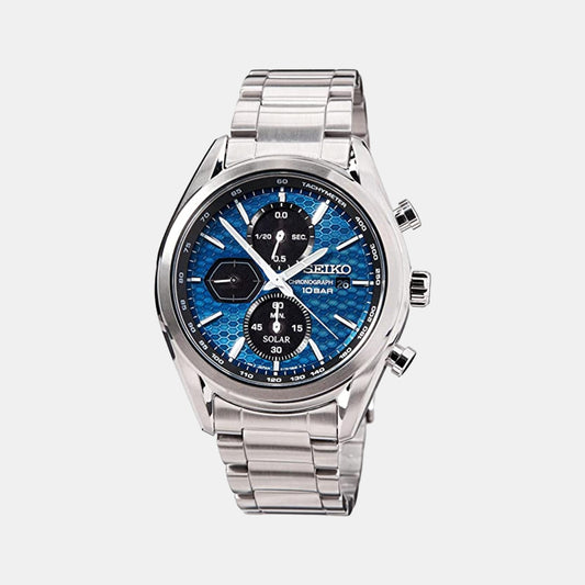 Male Blue Chronograph Stainless Steel Solar Watch SSC801P1