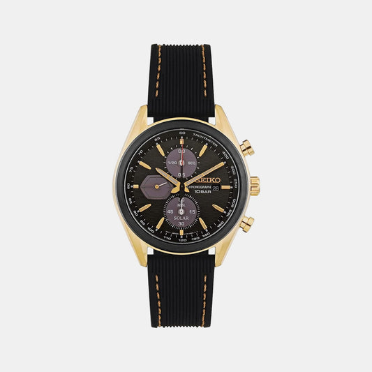 Male Black Chronograph Silicon Solar Watch SSC804P1