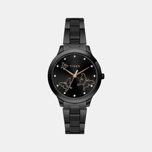 Female Black Analog Stainless Steel Watch TW000T633