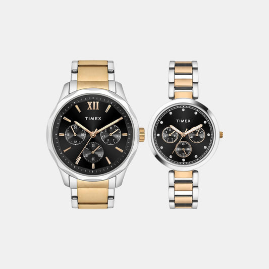 Couple Black Analog Stainless Steel Watch TW00PR279