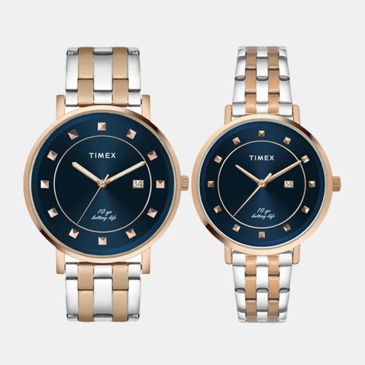 Couple Blue Analog Stainless Steel Watch TW00PR282