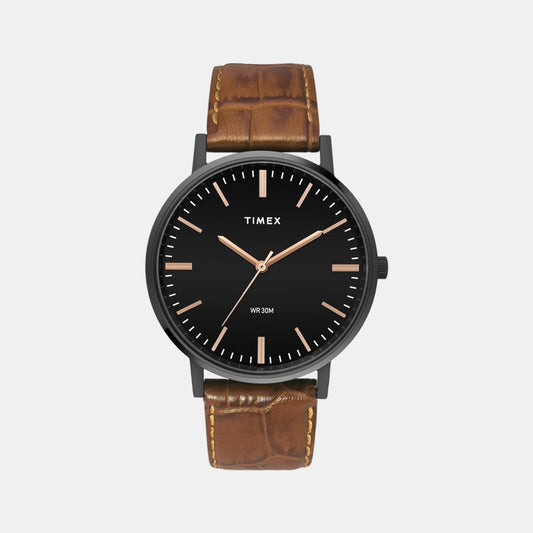 Male Black Analog Leather Watch TW0TG8004