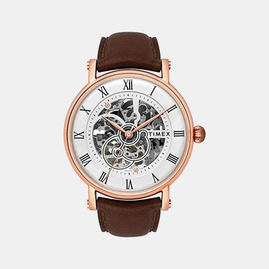 Male White Analog Leather Watch TWEG16703