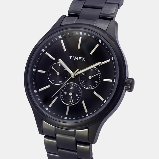 Fashion Men Quartz Black Dial Multi-Function Stainless Steel Watch TWEG18410 Timex 43 mm Round Quartz watch