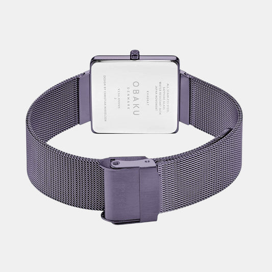 Kvadrat-Grey Women Quartz Violet Dial Analog Stainless Steel Watch V236LXNNMN Obaku 28 mm Square Quartz watch
