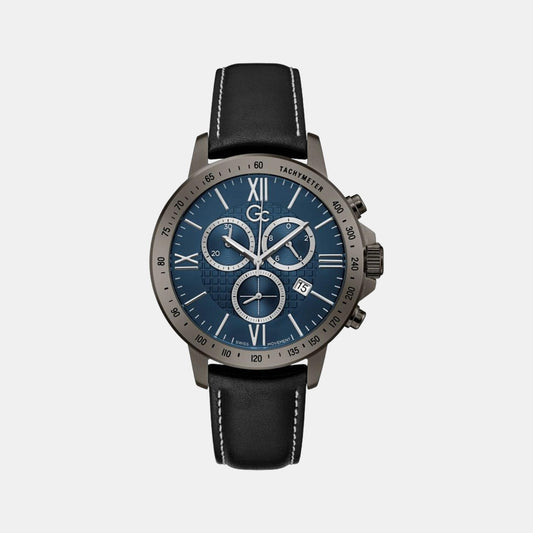 Male Blue Chronograph Leather Watch Y91003G7MF
