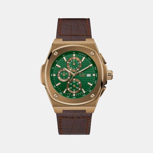Male Green Leather Chronograph Watch Y99011G9MF