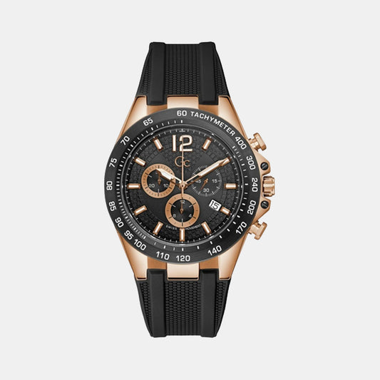 Audacious Men Quartz Black Dial Chronograph Silicone Watch Z07002G2MF GC 44 mm Round Quartz watch