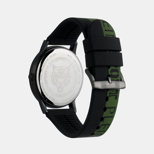 Men Quartz Black Dial Analog Silicone Watch PSLBA0523 Plein Sports 44 mm Round Quartz watch