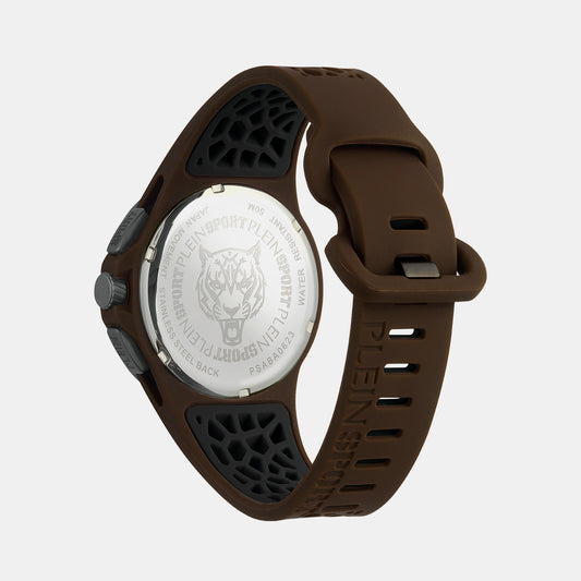 Thunderstorm Men Quartz Brown Dial Chronograph Silicone Watch PSABA0423 Plein Sports 43 mm Round Quartz watch