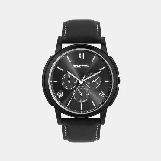 Iconic Black Male Multifunction Analog Leather Watch UWUCG0803