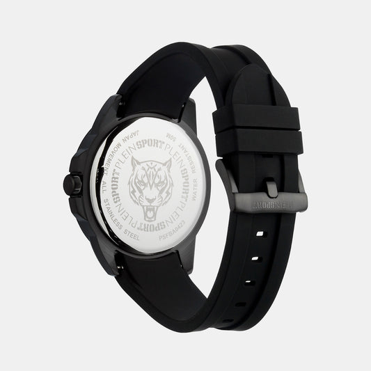 Touchdown Men Quartz Black Dial Analog Silicone Watch PSFBA0423 Plein Sports 44 mm Round Quartz watch