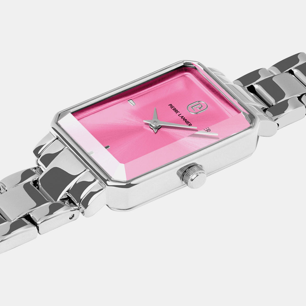 Ariane Women Quartz Pink Dial Analog Stainless Steel Watch 005P651
